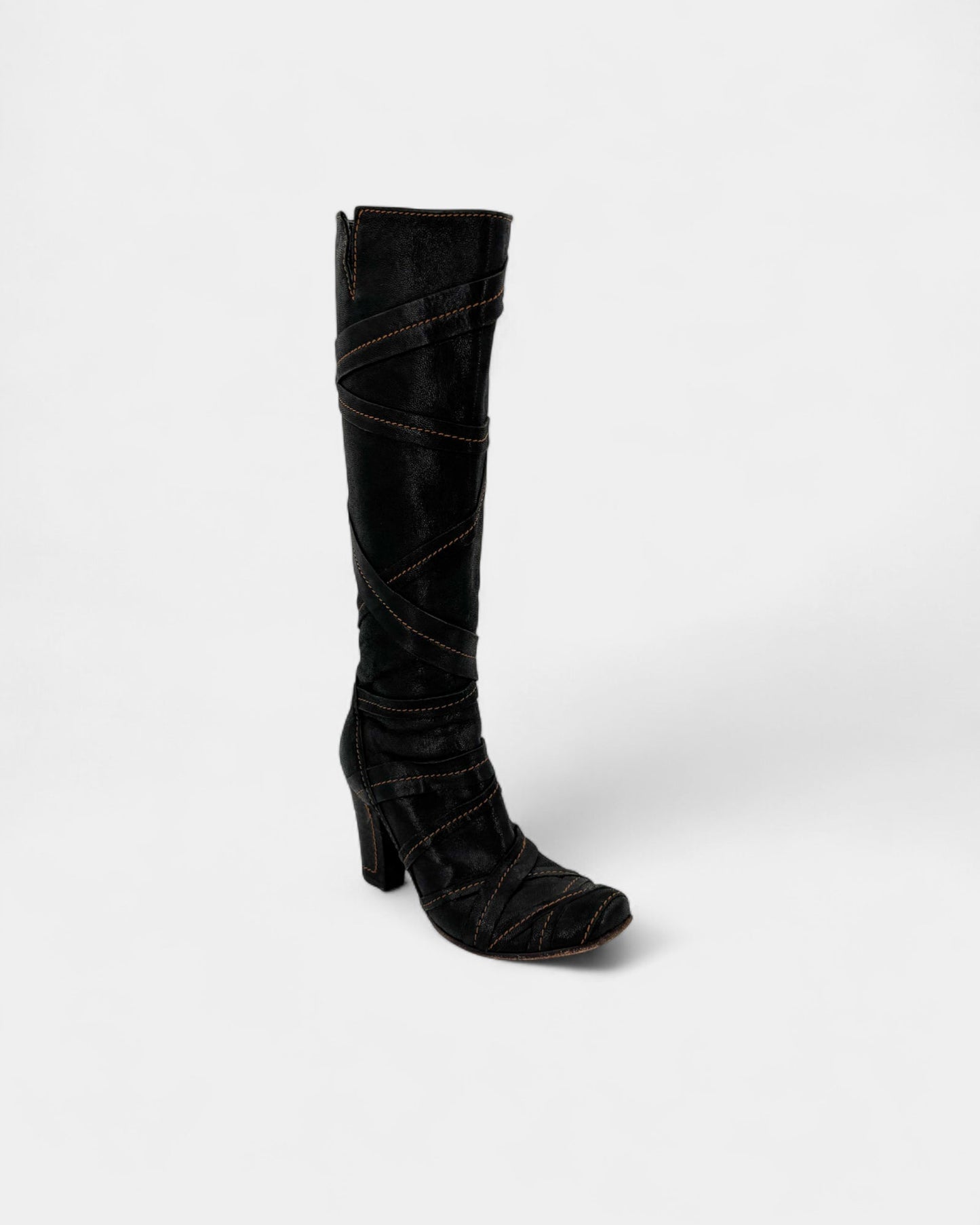 Bottes surpiqûres marron