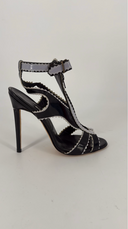 Escarpins noirs vernis et bleus Manolo Blahnik