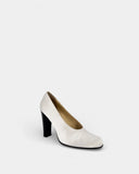 Escarpins en satin ivoire à talon noir