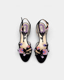 Sandales à plateforme en daim noir à détails floraux