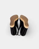 Sandales compensées en tissu noir à semelle en corde