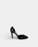 Escarpins en cuir noir texturé à talon fin