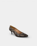 Escarpins en cuir effet serpent beige à talon aiguille