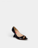 Escarpins en cuir verni noir à talon sculpté