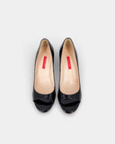 Escarpins en cuir verni noir à talon sculpté