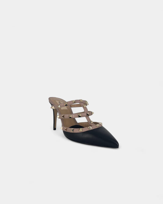 Mules noires et beiges à clous - 38 EU / 8 US