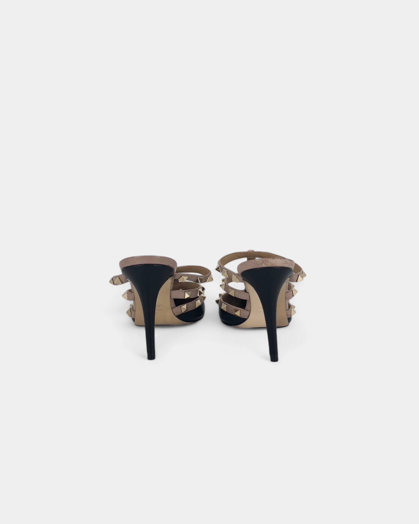 Mules noires et beiges à clous - 38 EU / 8 US