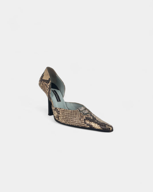 Escarpins beiges à motif crocodile - 39 EU / 9 US