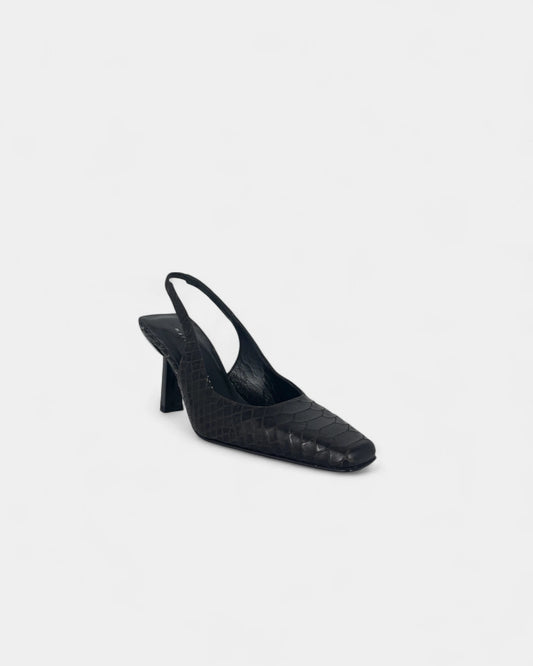 Slingbacks noires à motif crocodile - 36 EU / 6 US
