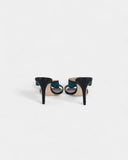 Graphic black and blue mules