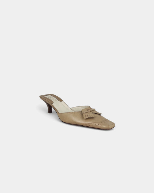 Mules beiges à talons - 36 EU / 6 US
