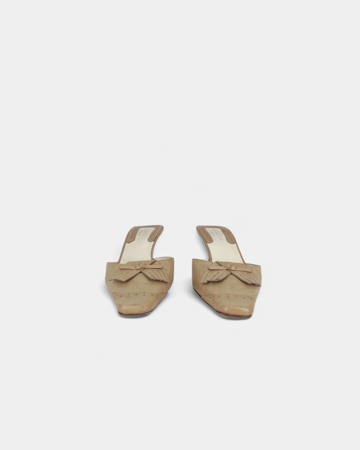 Mules beiges à talons - 36 EU / 6 US
