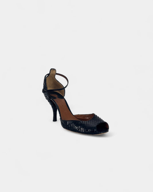 Escarpins noirs à motif crocodile - 37.5 EU / 7.5 US