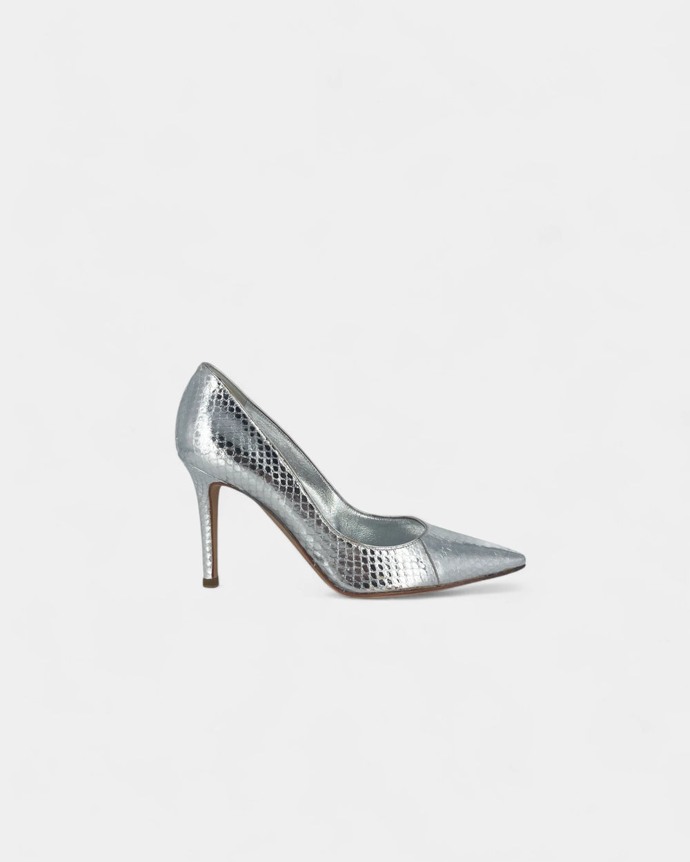 Escarpins argentés à motif crocodile - 36 EU / 5 US