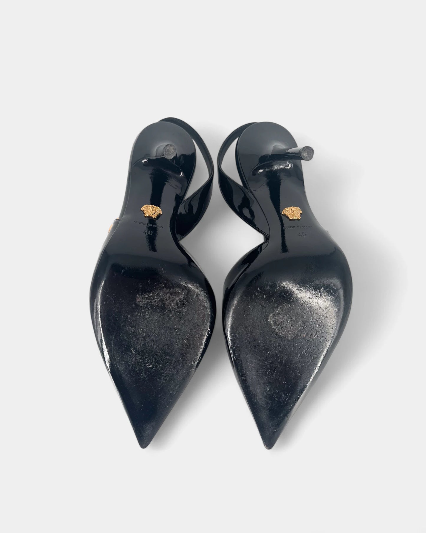Slingbacks noires et dorées - 40 EU / 10 US