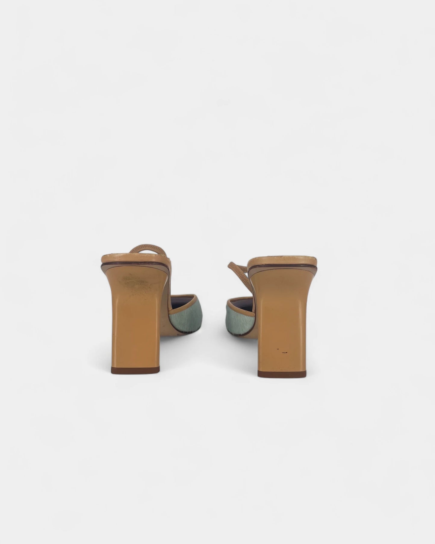Slingbacks bleues et camels - 36 EU / 6 US