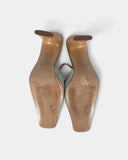Slingbacks bleues et camels