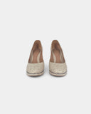 Escarpins crème en cuir d'autruche