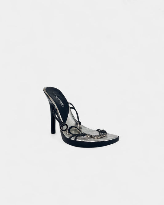 Sandales noires et argentées à talons - 40 EU / 10 US