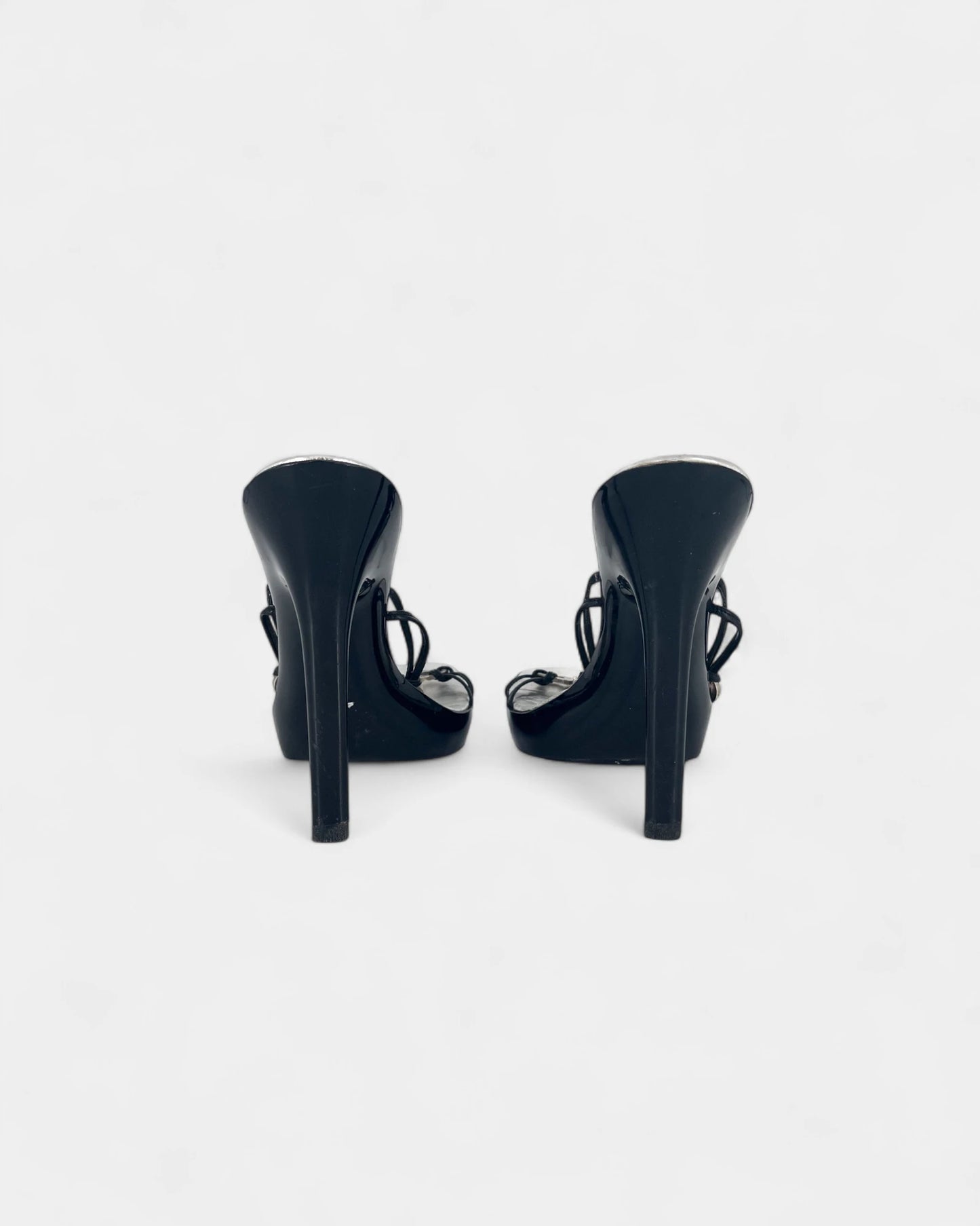 Sandales noires et argentées à talons - 40 EU / 10 US