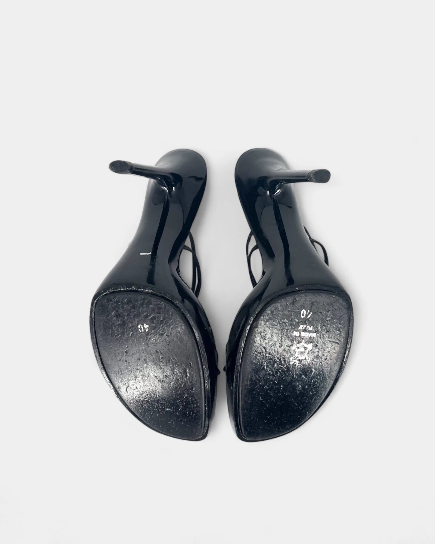 Sandales noires et argentées à talons - 40 EU / 10 US