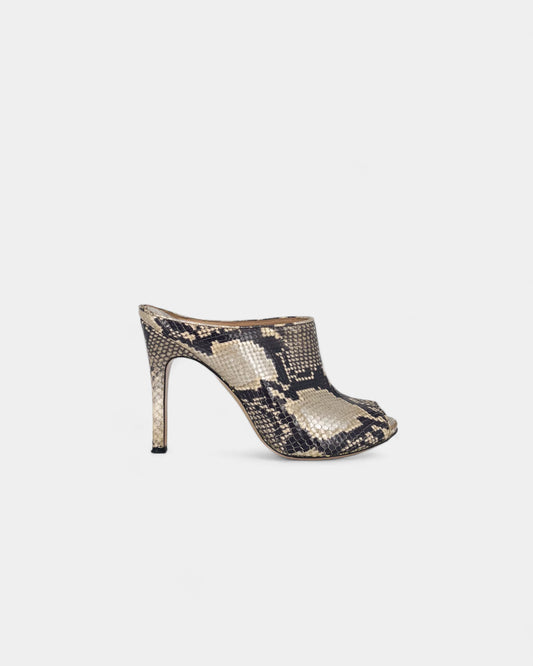 Mules beiges à motif crocodile - 39 EU / 9 US