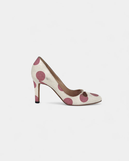 Escarpins blancs à pois roses - 36 EU / 6 US