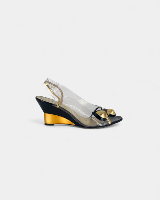 Slingbacks noires et dorées - 40 EU / 10 US