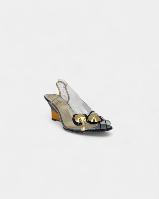 Slingbacks noires et dorées - 40 EU / 10 US