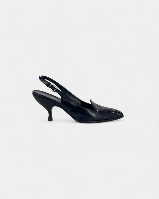 Slingbacks noires avec coutures apparentes - 37.5 EU / 7.5 US