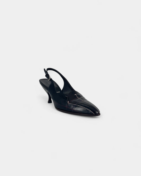 Slingbacks noires avec coutures apparentes - 37.5 EU / 7.5 US