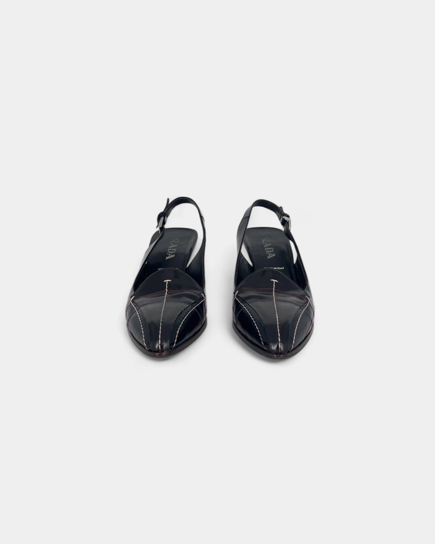 Slingbacks noires avec coutures apparentes - 37.5 EU / 7.5 US
