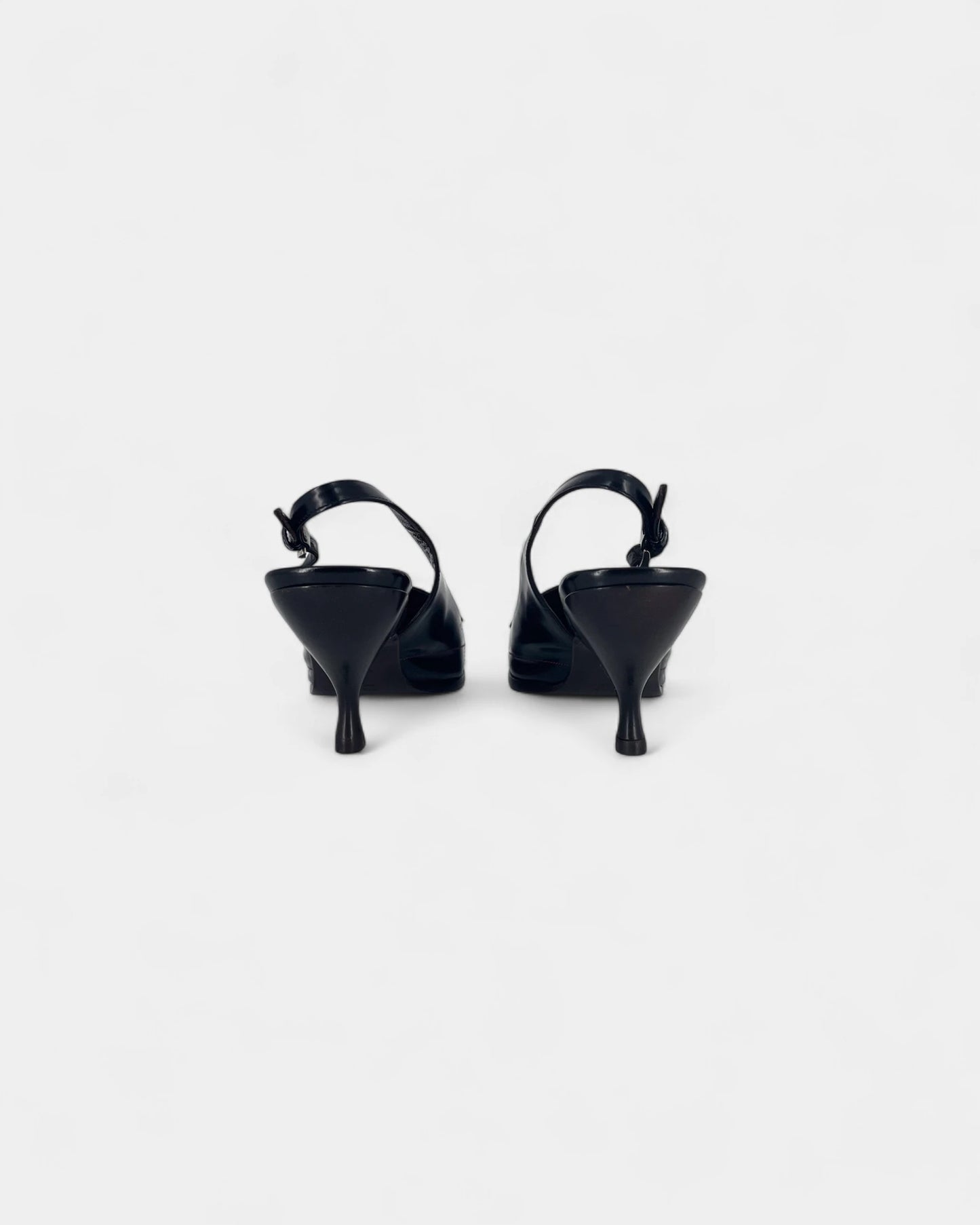 Slingbacks noires avec coutures apparentes - 37.5 EU / 7.5 US