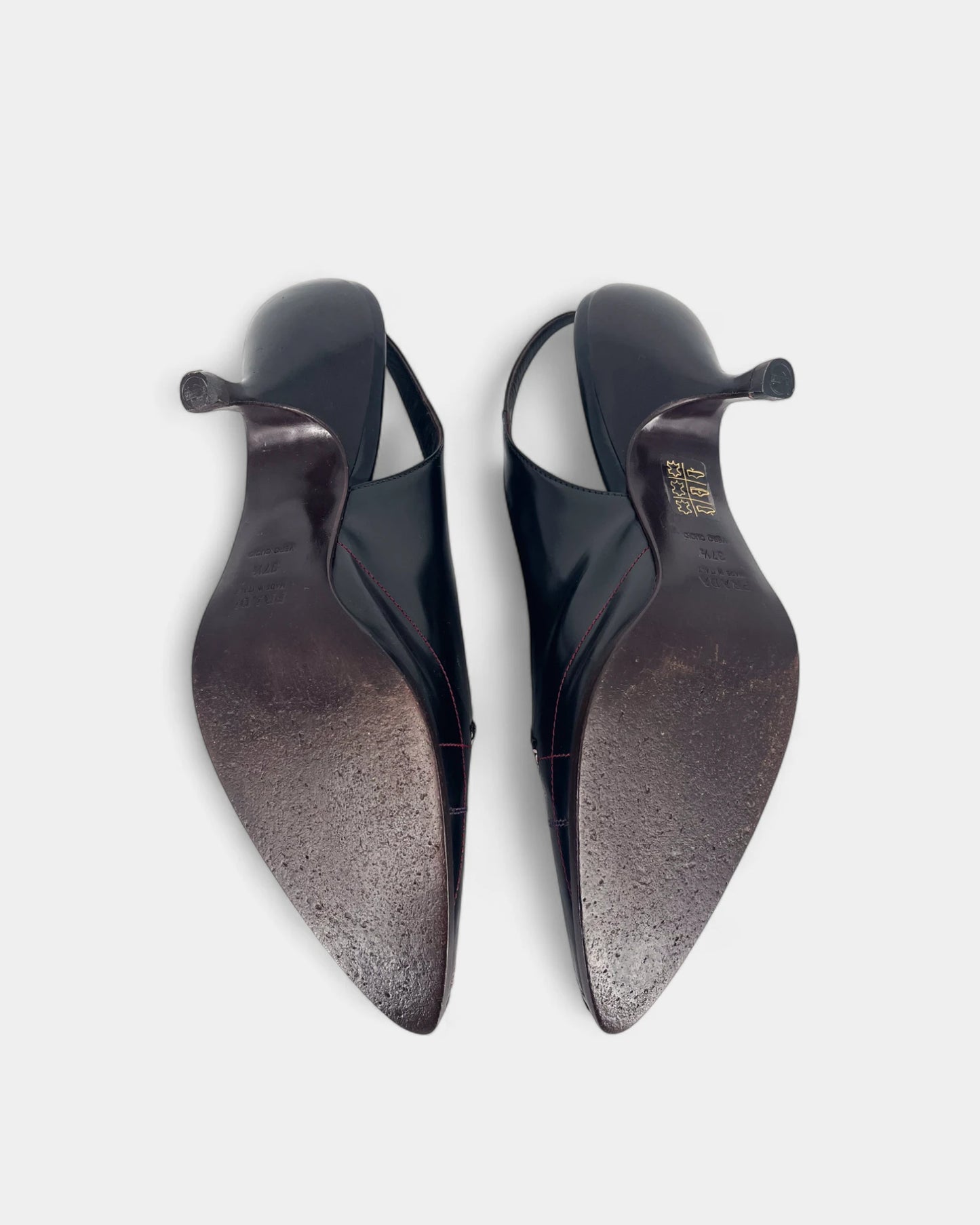 Slingbacks noires avec coutures apparentes - 37.5 EU / 7.5 US