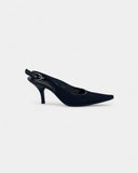 Black fabric slingbacks