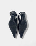 Black fabric slingbacks