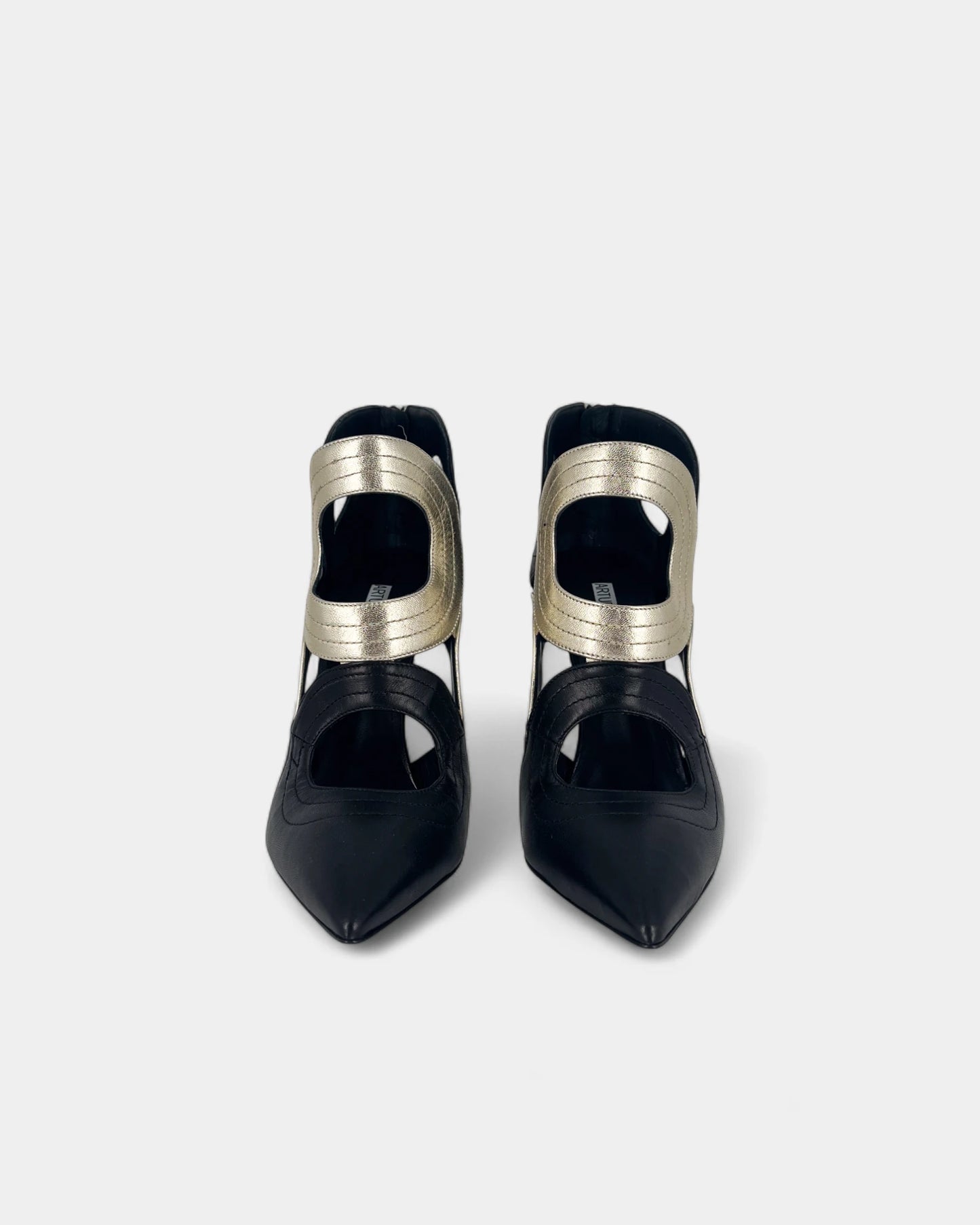 Bottines ouvertes noires et argentées - 40 EU / 10 US
