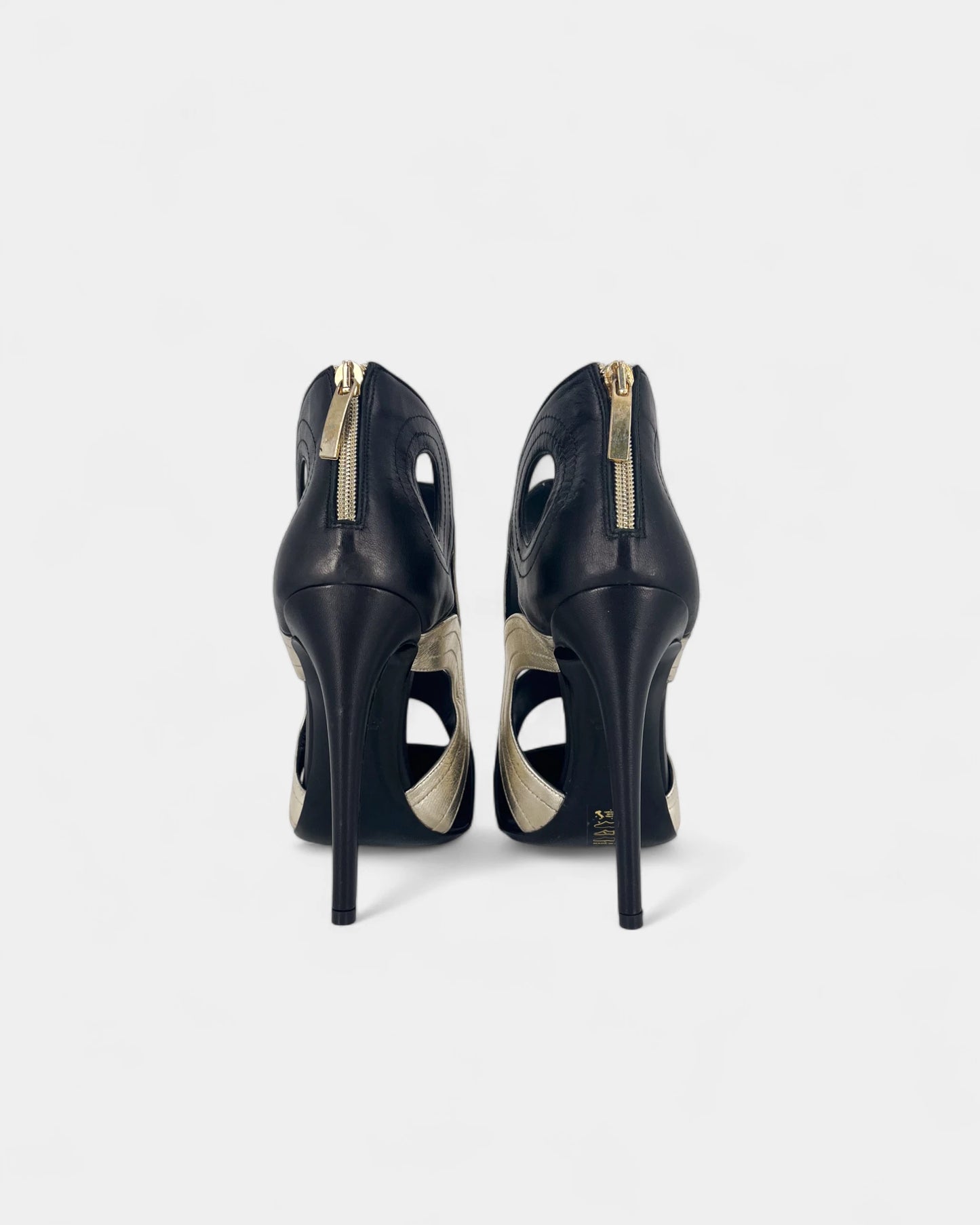 Bottines ouvertes noires et argentées - 40 EU / 10 US