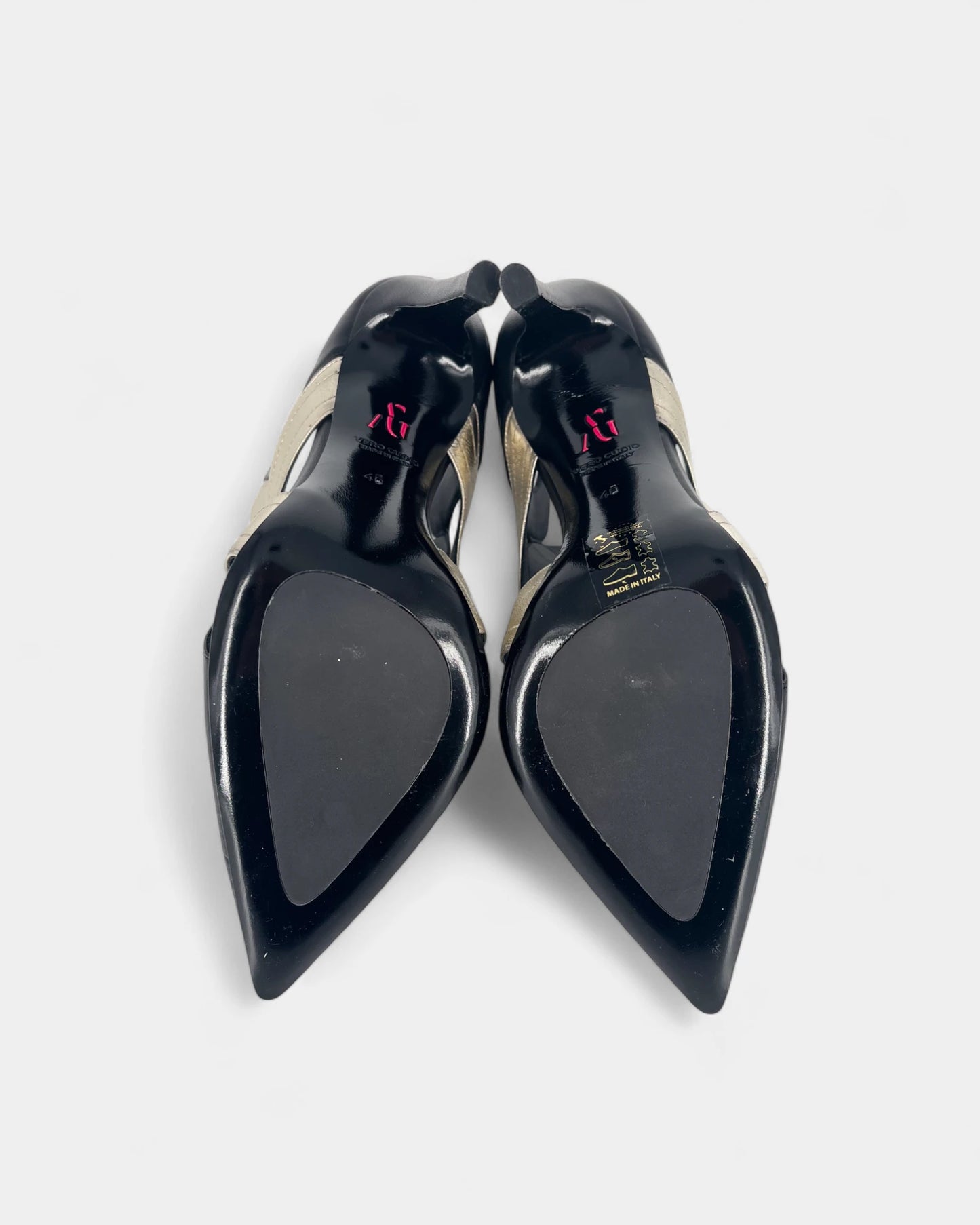 Bottines ouvertes noires et argentées - 40 EU / 10 US