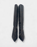 Bottes noires en cuir ajouré