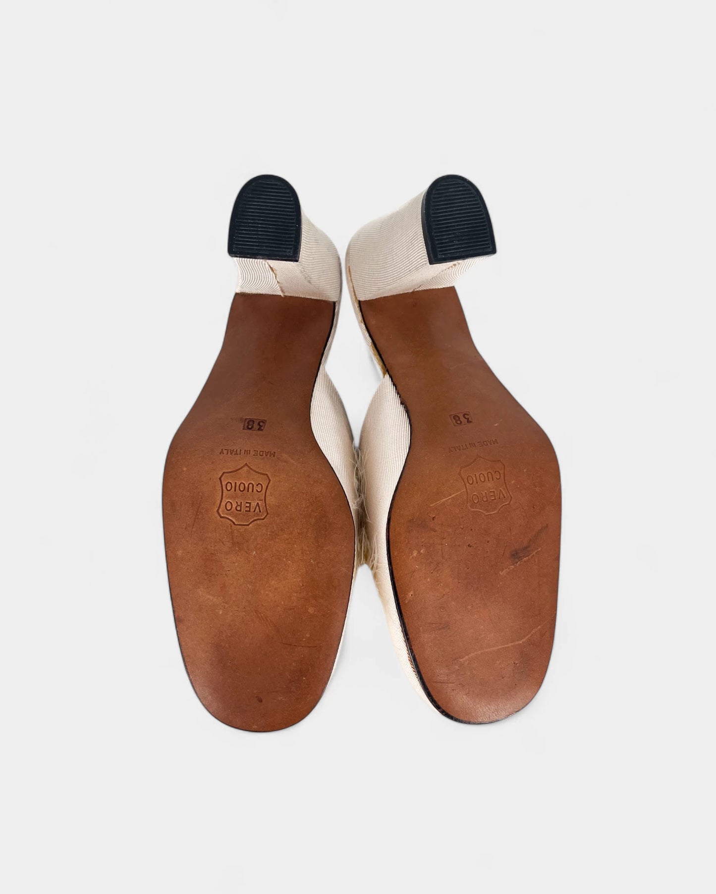 Mules blanches à poils - 38 EU / 8 US
