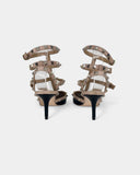 Black and beige studded pumps