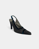 Two-tone slingbacks in gray and blue suede