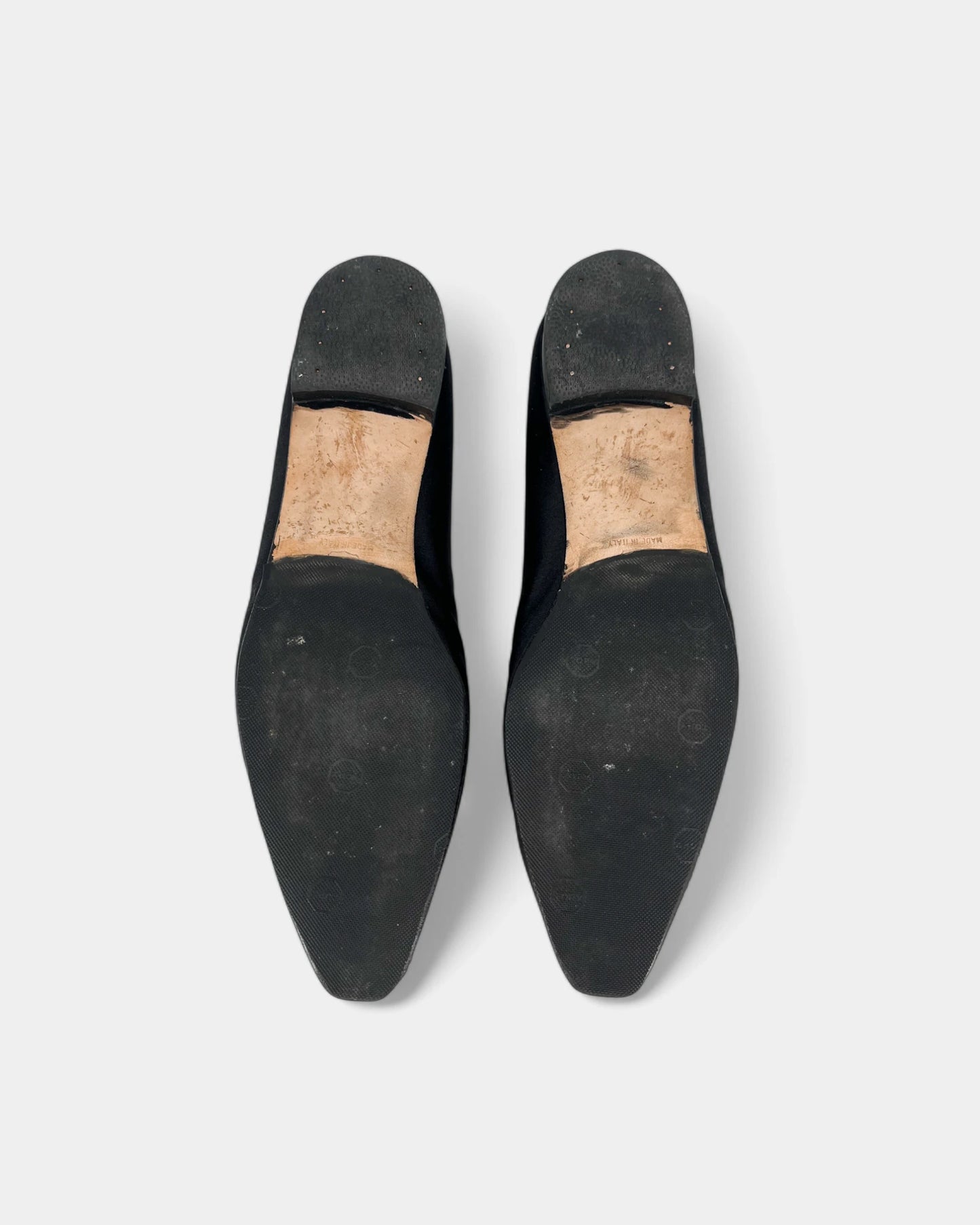 Black satin ballerinas