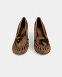 Brown heeled loafers