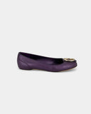 Purple leather ballet flats