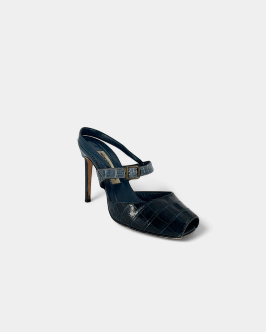 Slingbacks bleues à motif reptile - 39 EU / 9 US