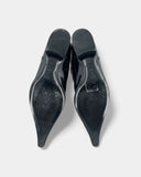 Leopard print patent leather boots