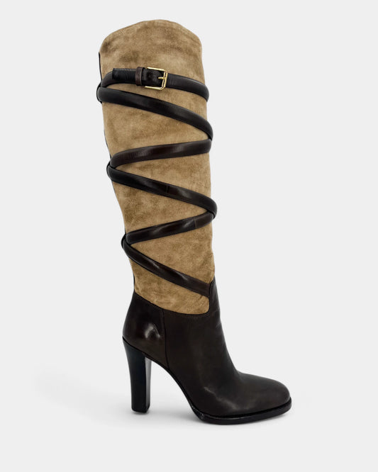 Bottes marrons et beiges en cuir - 37 EU / 7 US