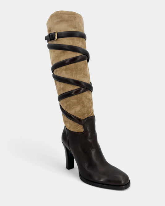 Bottes marrons et beiges en cuir - 37 EU / 7 US